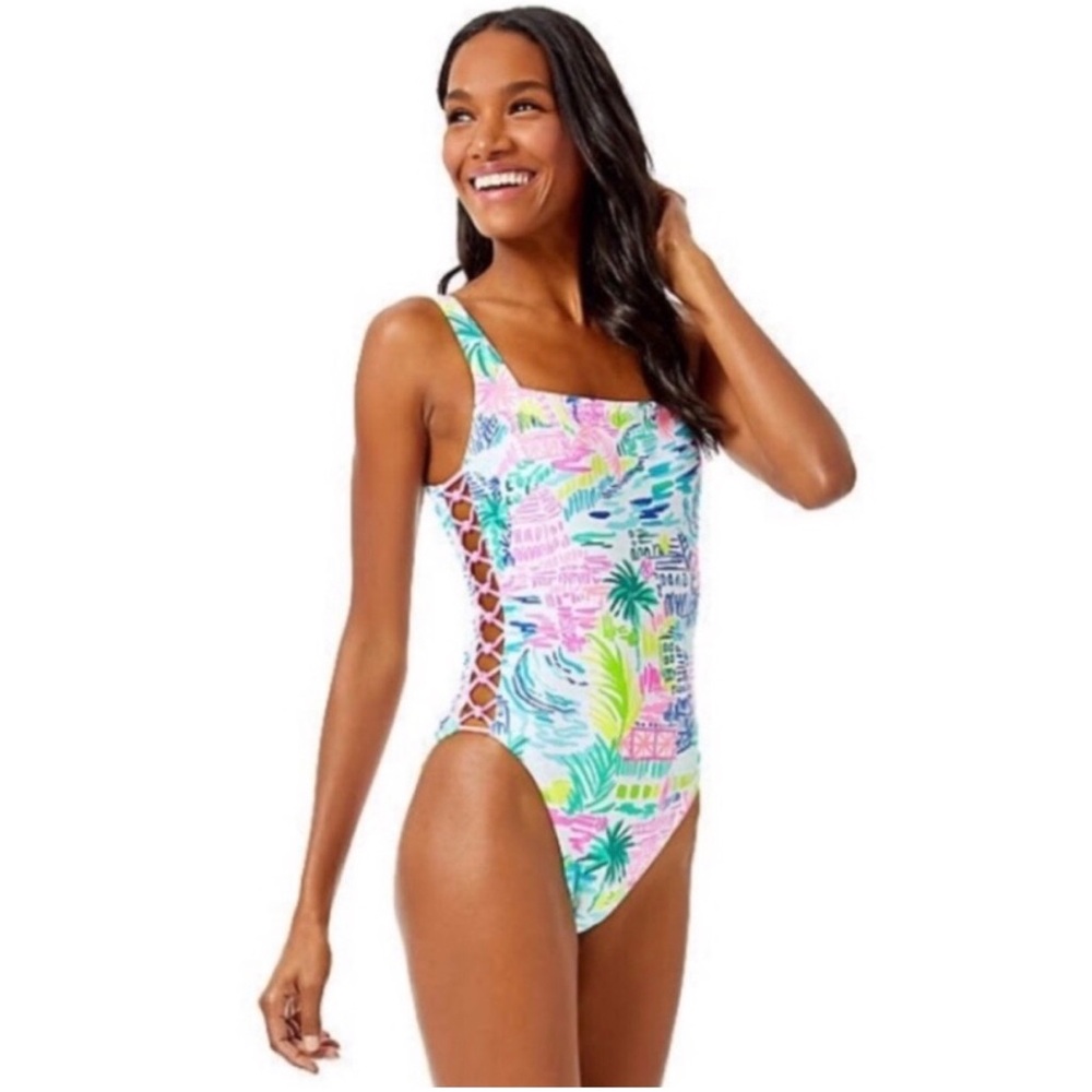 NWT Lilly Pulitzer Morri One Piece Swimsuit size 4 Multi Private Island